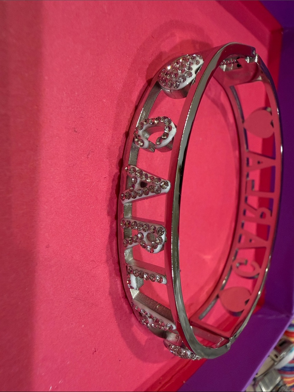 Carla Silver Crystal Name-Style Bangle Bracelet